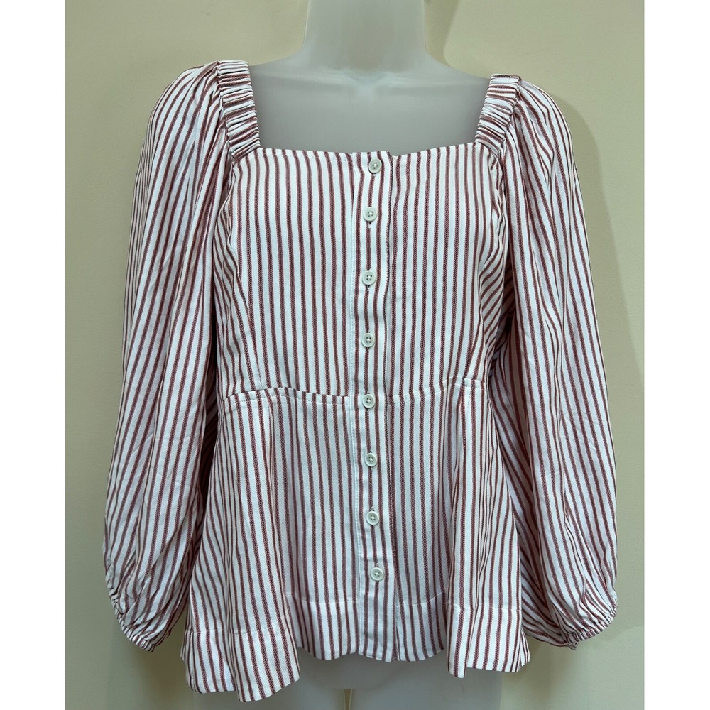 Cabi Womens Carnival Top #5890 White With Red Ticking Stripe Size Small